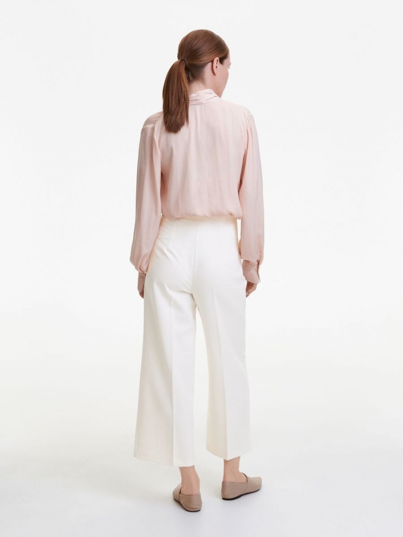 Reserved Elegancki trousers with pressed crease Ivory | JHMPDEF-56