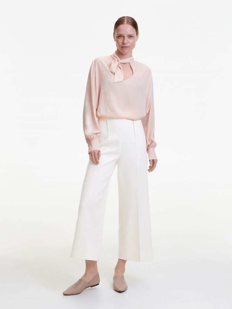 Reserved Elegancki trousers with pressed crease Ivory | JHMPDEF-56