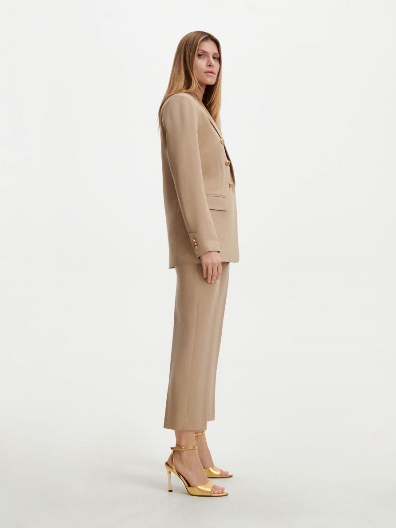 Reserved Elegancki trousers with pressed crease Beżowe | ENQRXIO-05