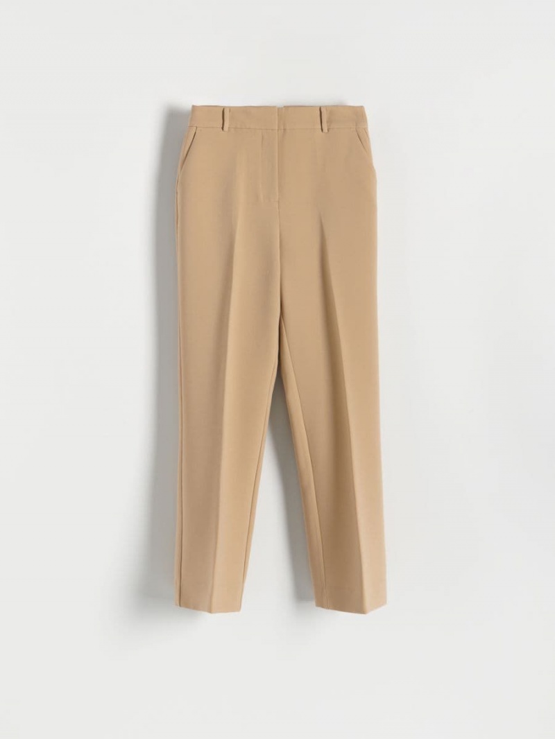 Reserved Elegancki trousers with pressed crease Beżowe | ENQRXIO-05