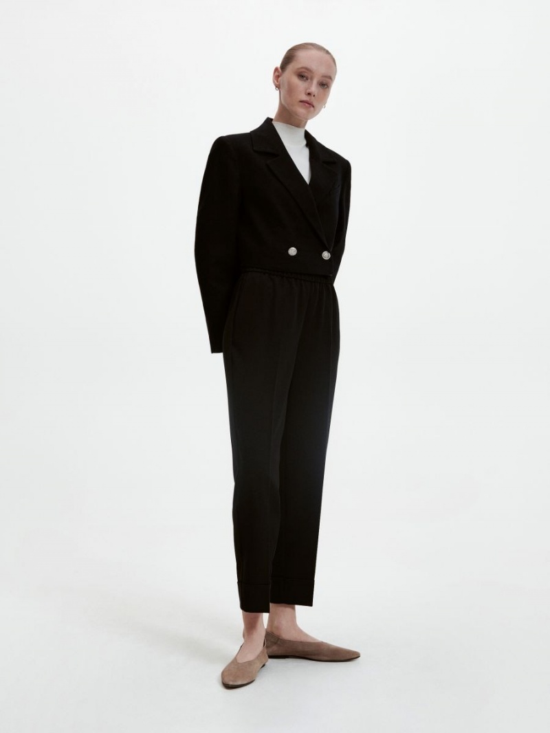 Reserved Elegancki trousers with pressed crease Czarne | IXKGPSW-20