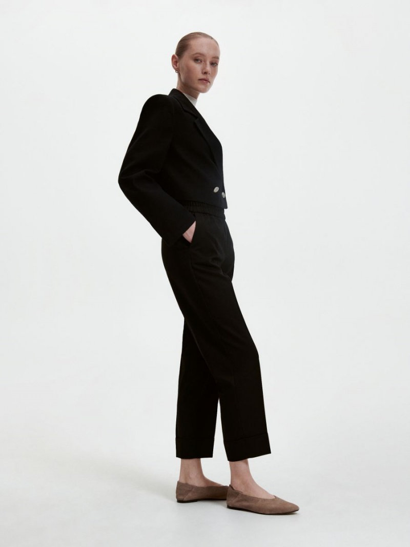 Reserved Elegancki trousers with pressed crease Czarne | IXKGPSW-20