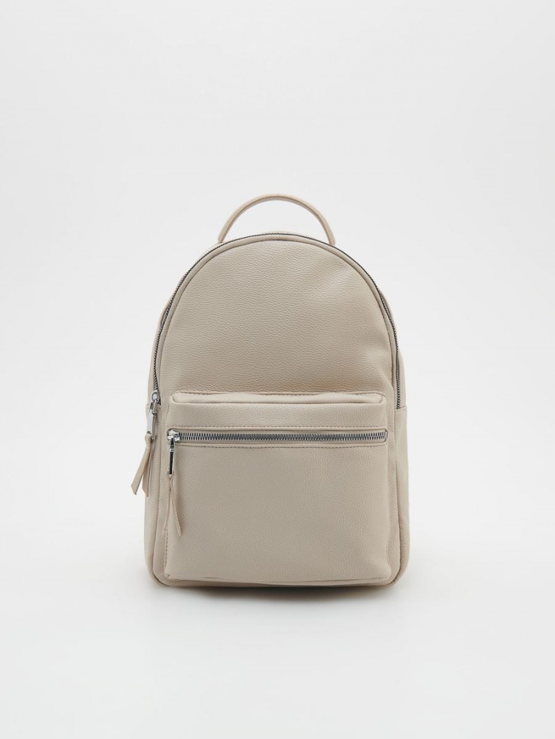 Reserved Faux leather backpack Beżowe | FUPDTMJ-67