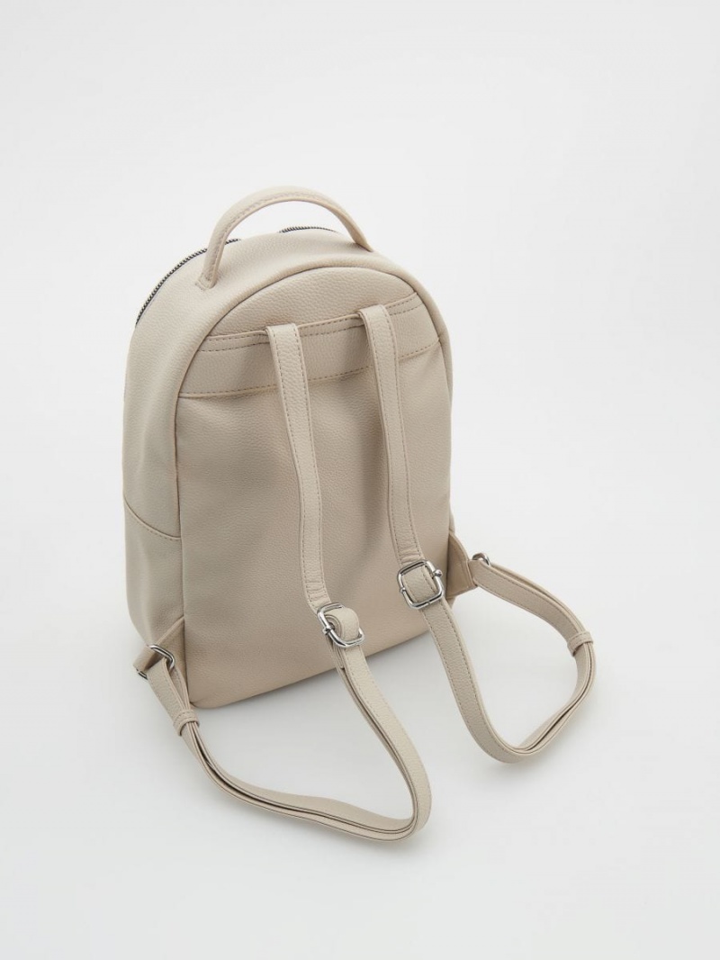 Reserved Faux leather backpack Beżowe | FUPDTMJ-67