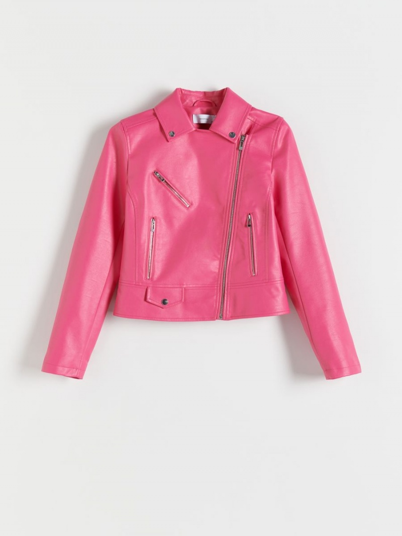 Reserved Faux leather biker jacket Czerwone | YUALNRK-30