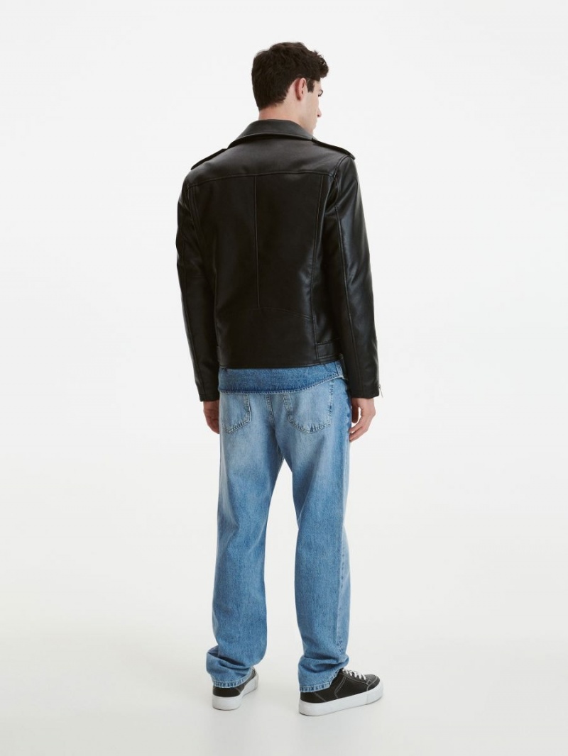 Reserved Faux leather jacket Czarne | SRJOXNT-96