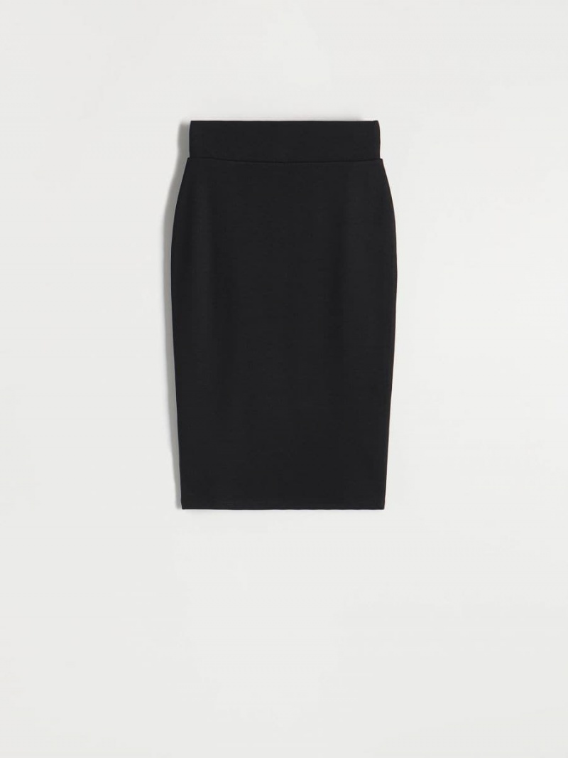 Reserved Fitted midi skirt Czarne | WNFZYOE-26