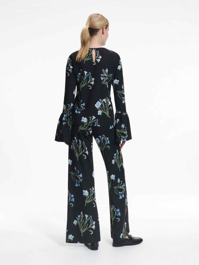 Reserved Floral jacquard trousers Kolorowe | XDBJMPF-24