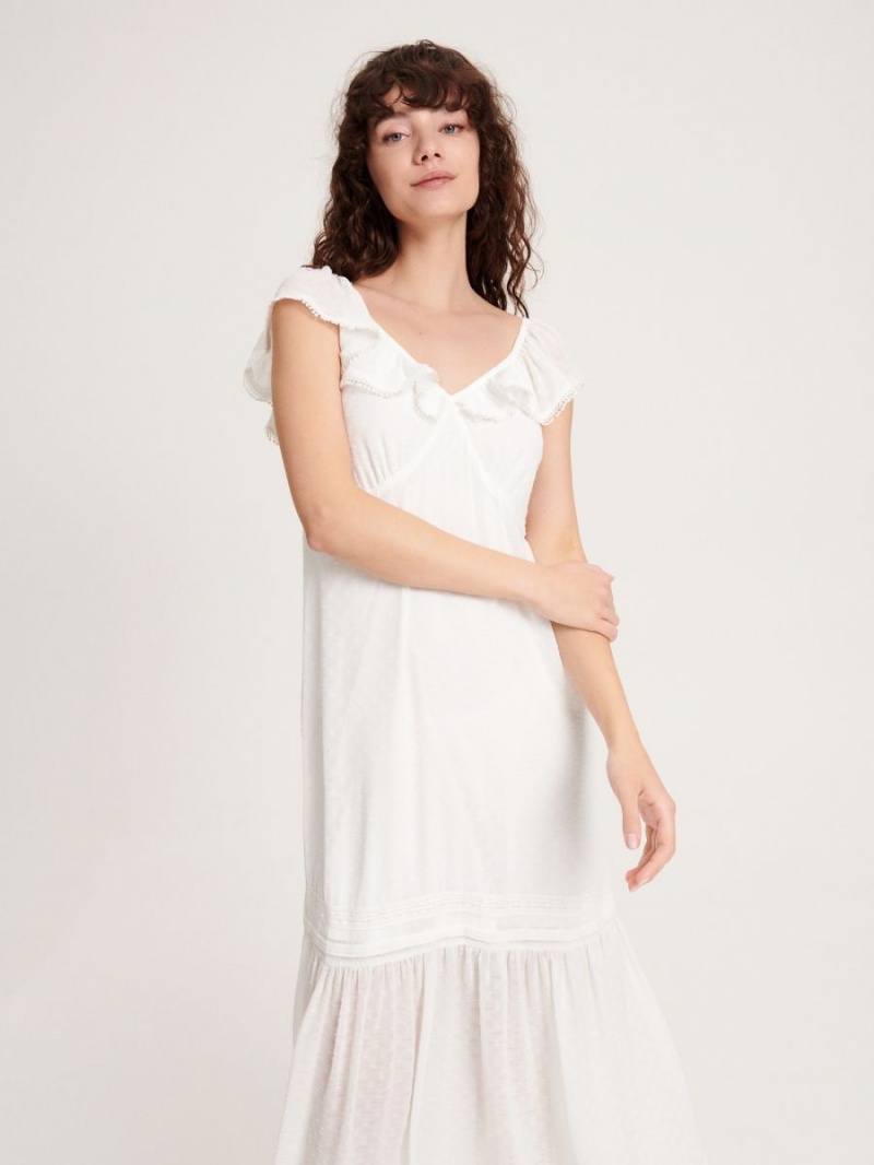 Reserved Frilled dress Białe | NBQLZRT-80