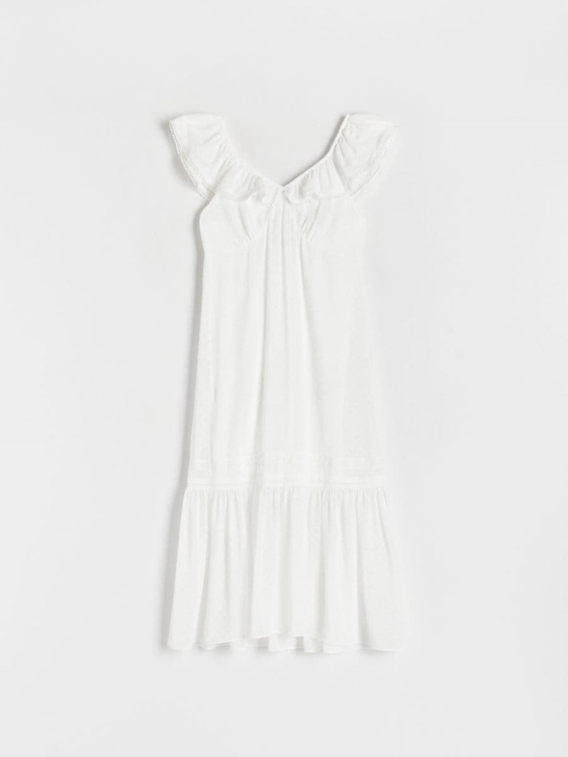 Reserved Frilled dress Białe | NBQLZRT-80