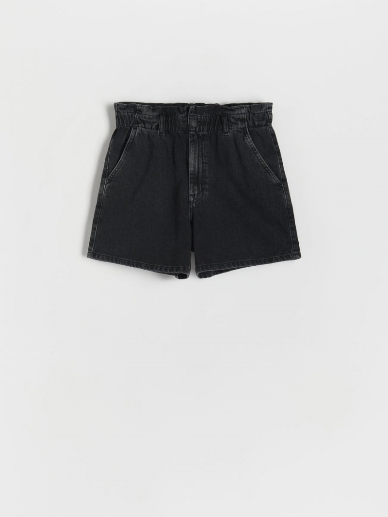 Reserved High waist denim shorts Czarne | FRVPDCQ-40