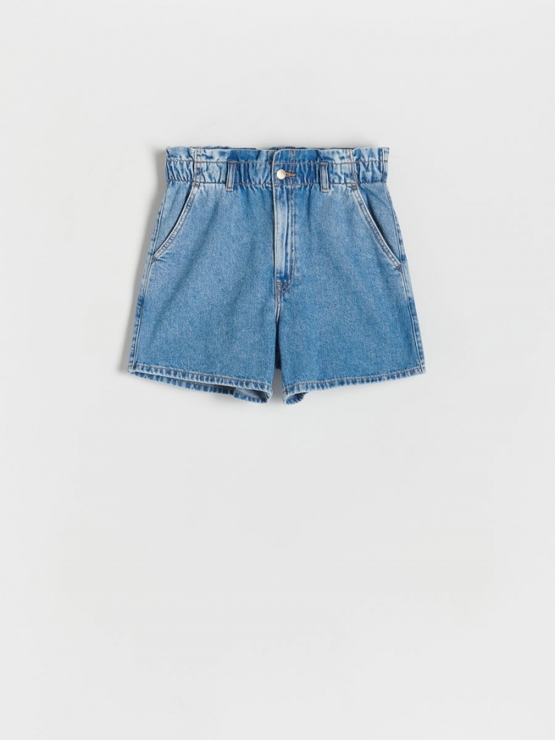 Reserved High waist denim shorts Niebieskie | GDPAFZE-48