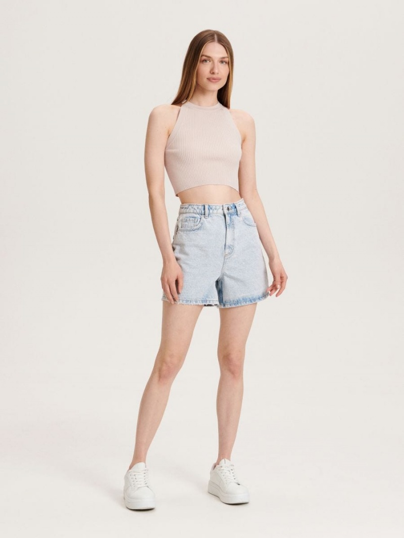 Reserved High waist denim shorts Niebieskie | FBEWGQT-04