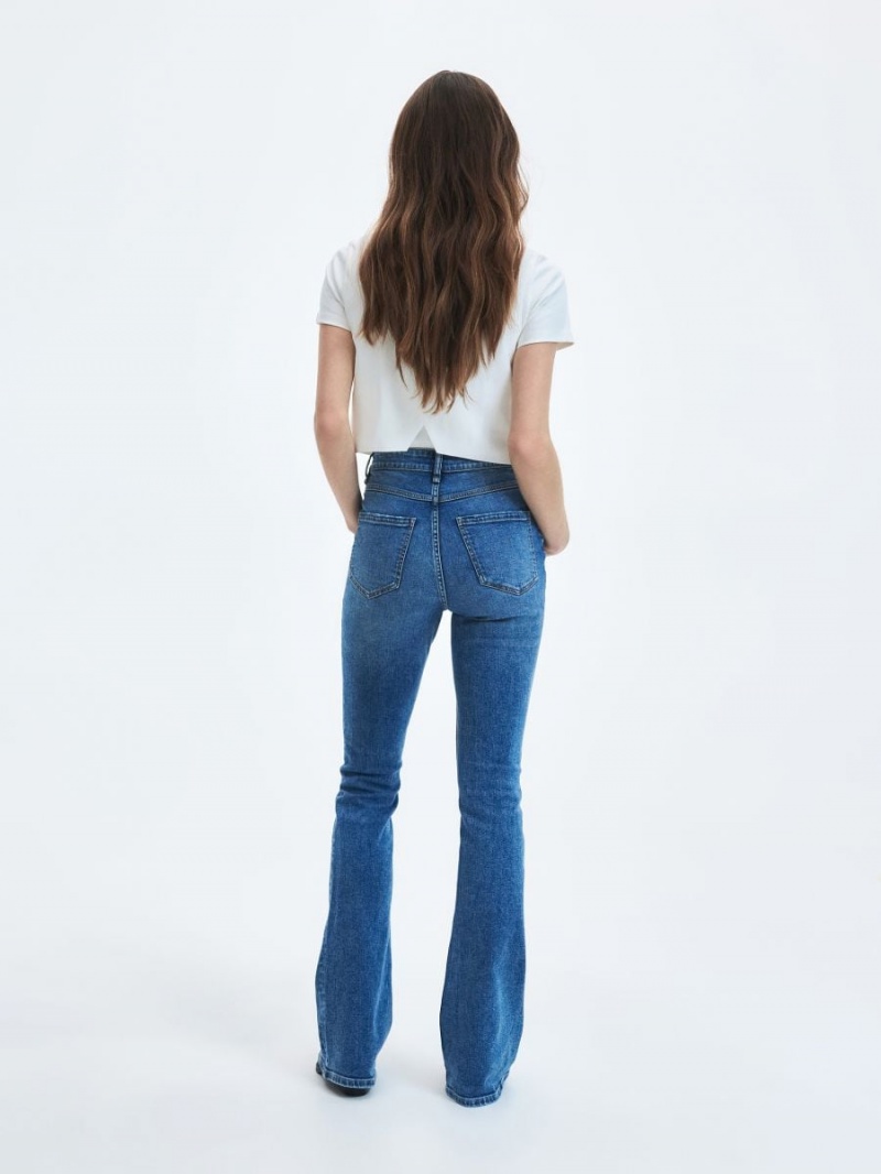 Reserved High waist flare jeans Granatowe | WSRGNCK-50