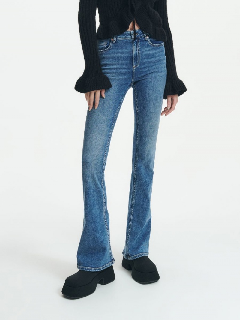 Reserved High waist flare jeans Niebieskie | KBMYLPH-31