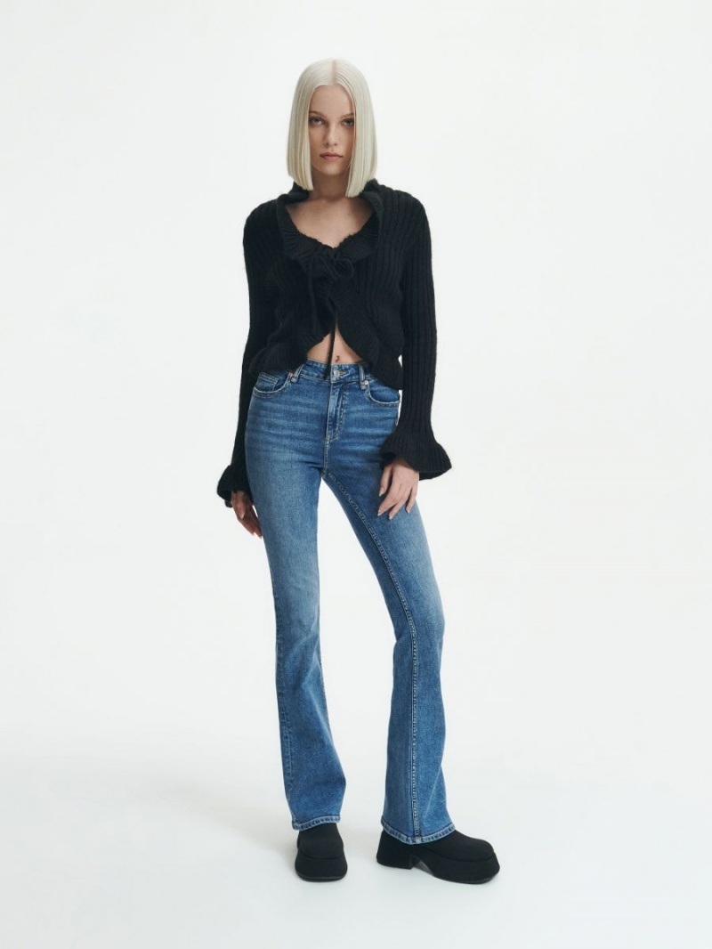 Reserved High waist flare jeans Niebieskie | KBMYLPH-31