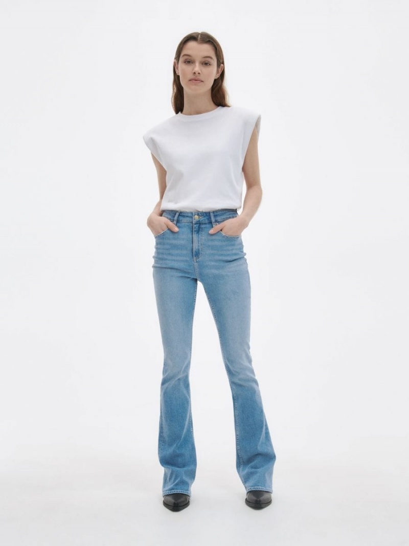 Reserved High waist flare jeans Niebieskie | DPQEAZH-64