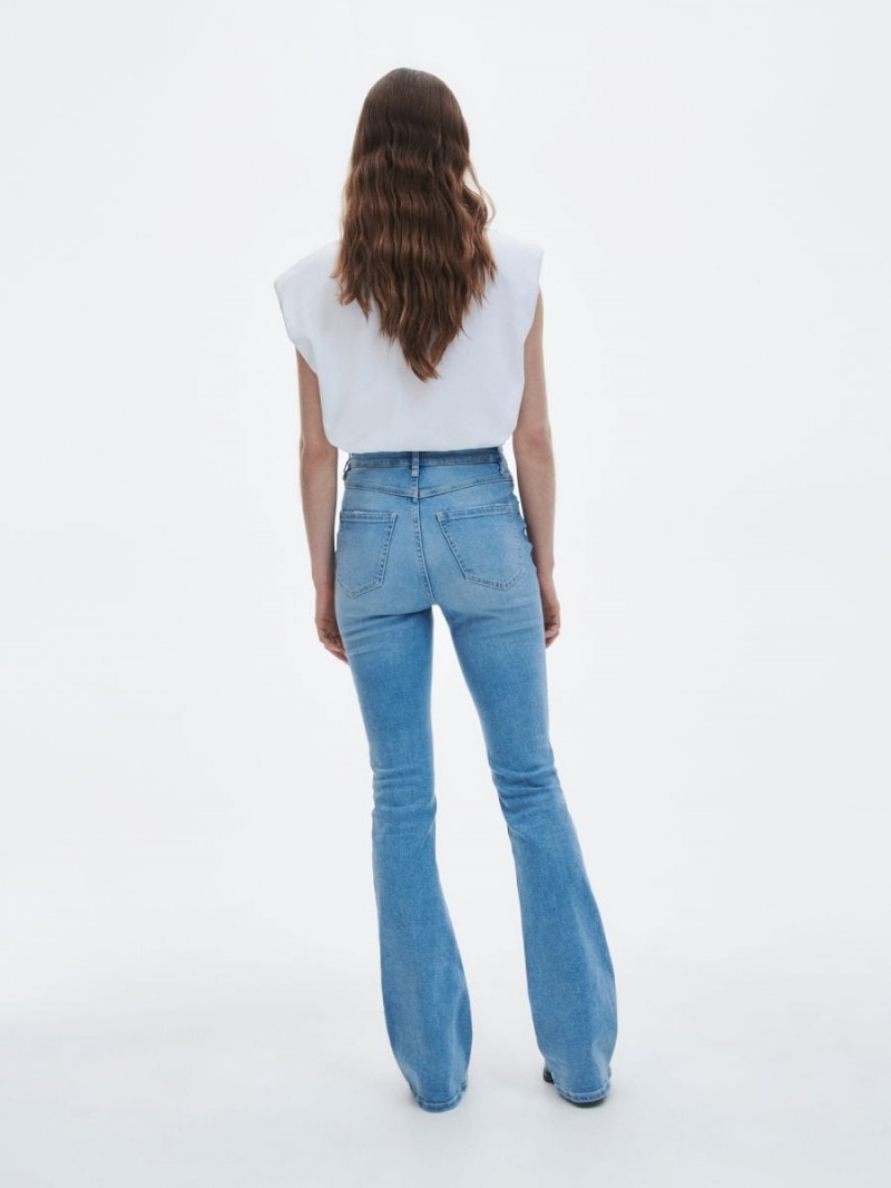 Reserved High waist flare jeans Niebieskie | DPQEAZH-64