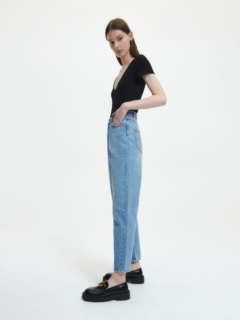 Reserved High waist mom fit jeans Niebieskie | HYMLGUI-51