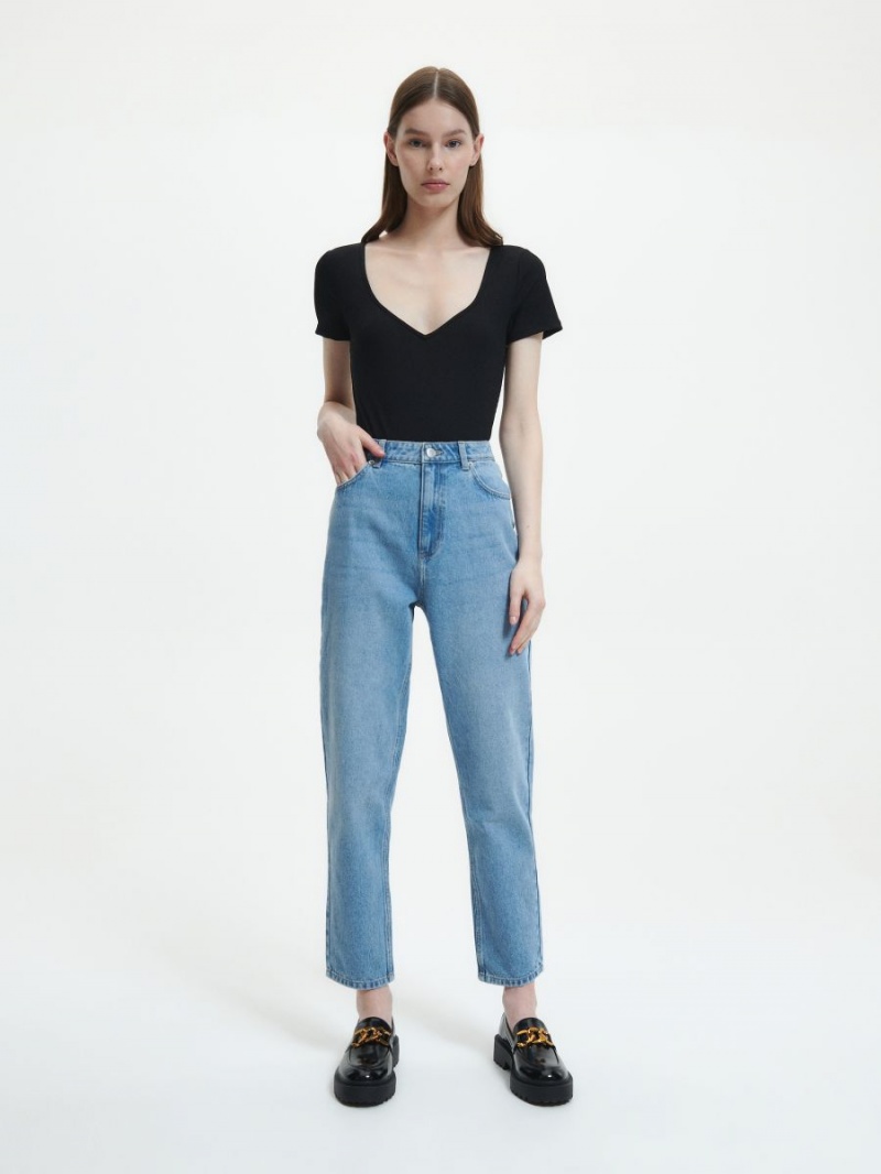 Reserved High waist mom fit jeans Niebieskie | HYMLGUI-51