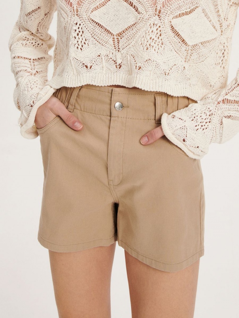 Reserved High waist shorts Beżowe | JOTQAZP-25