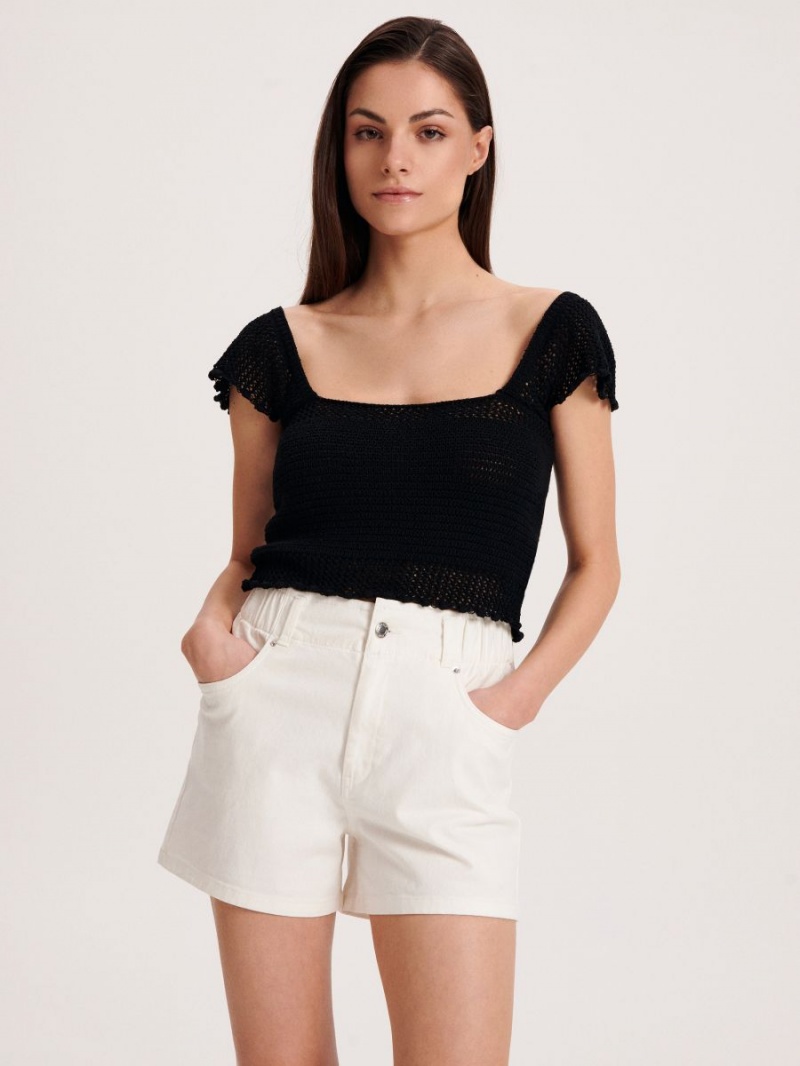 Reserved High waist shorts Białe | WDVZOQI-63