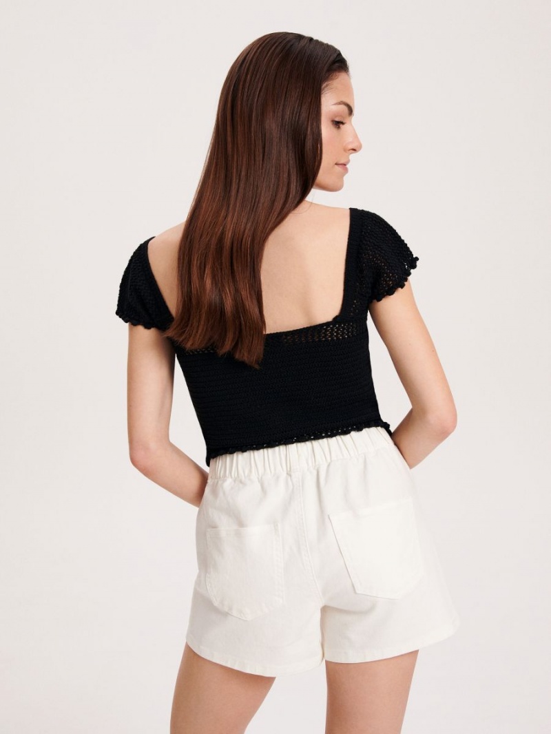 Reserved High waist shorts Białe | WDVZOQI-63