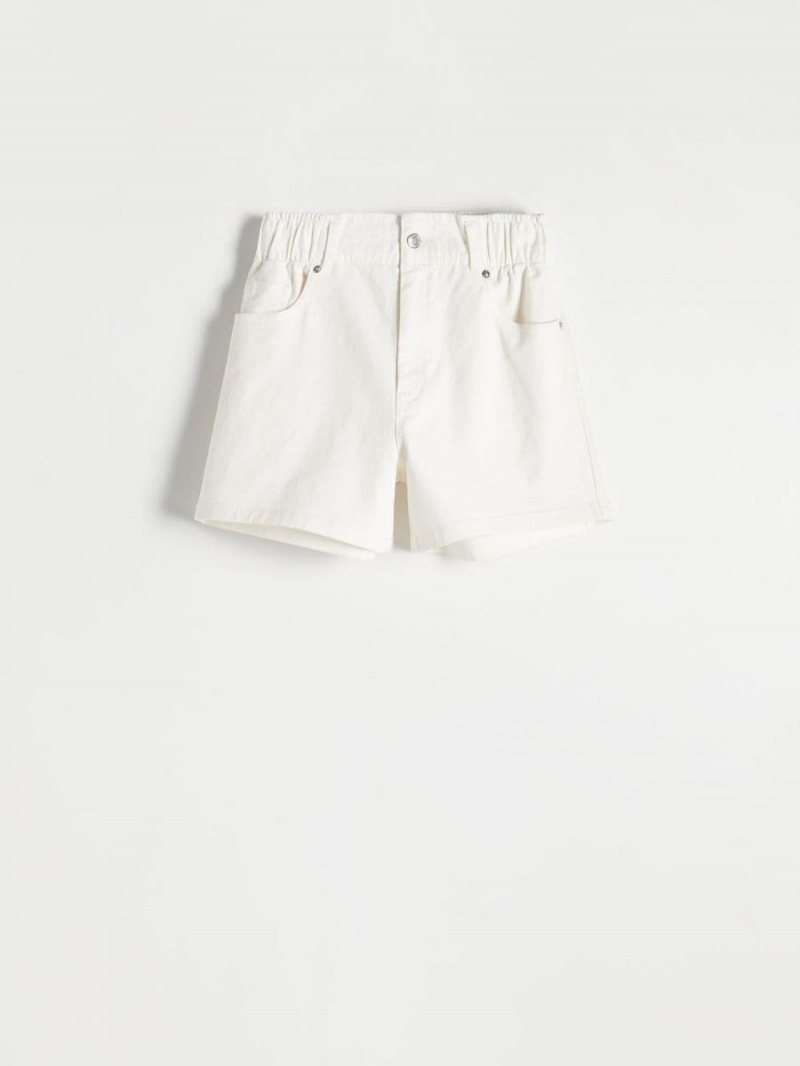 Reserved High waist shorts Białe | WDVZOQI-63