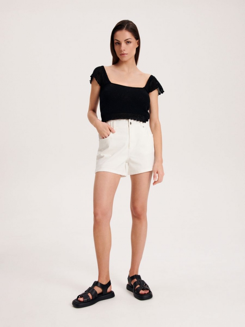 Reserved High waist shorts Białe | WDVZOQI-63