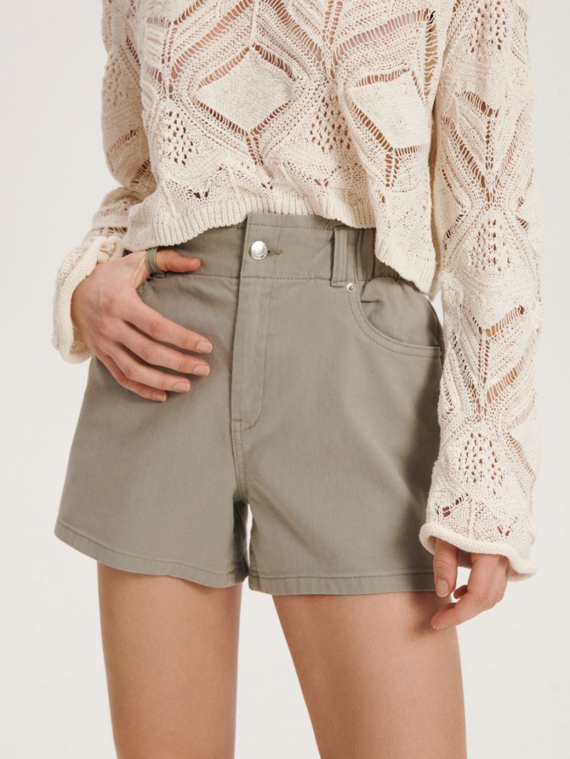 Reserved High waist shorts Turkusowe | EHZCGNI-21