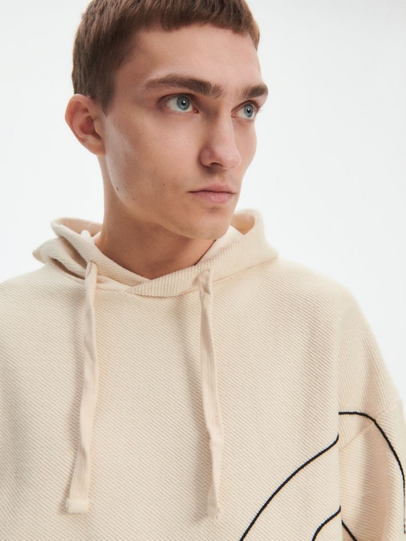 Reserved Hoodie with embroidery detailing Ivory | EDXRAVB-36