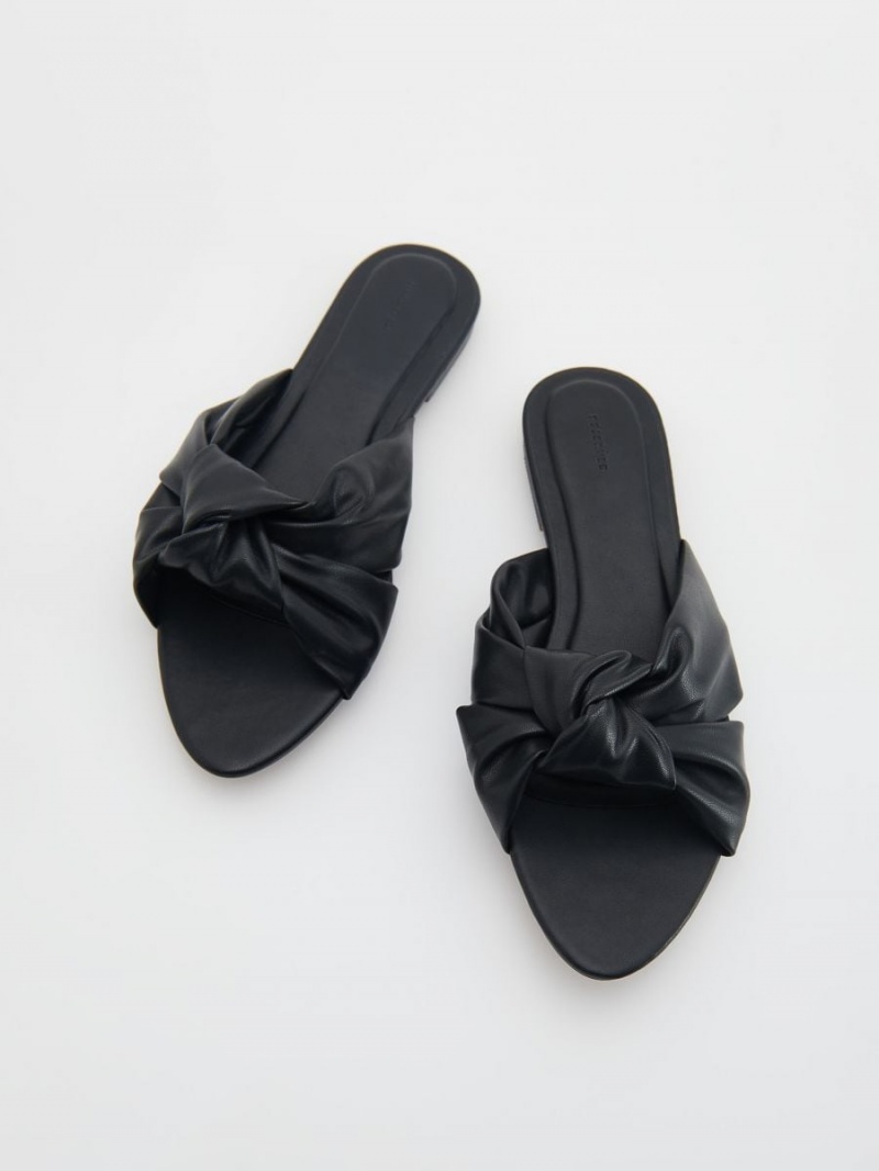 Reserved Imitation leather slippers Czarne | UODIKFC-31