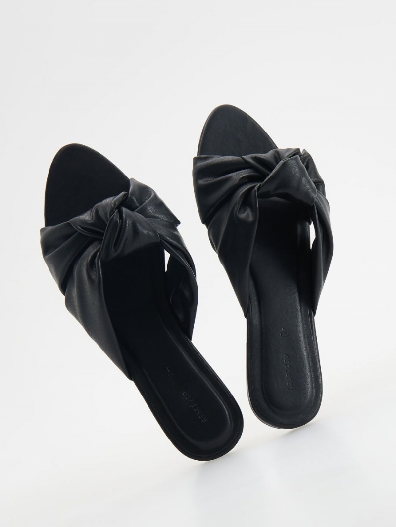 Reserved Imitation leather slippers Czarne | UODIKFC-31