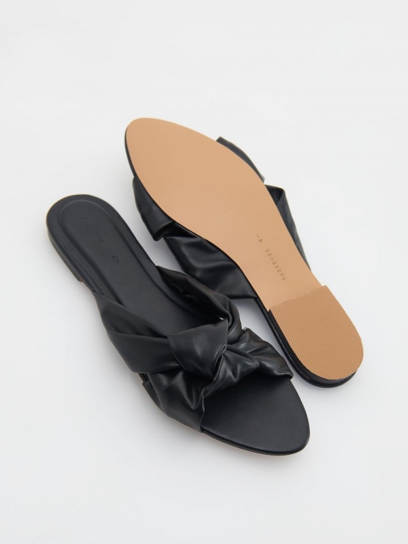 Reserved Imitation leather slippers Czarne | UODIKFC-31