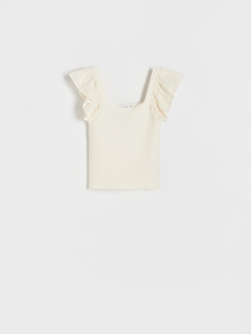 Reserved Jersey blouse Ivory | QTSHWRB-17