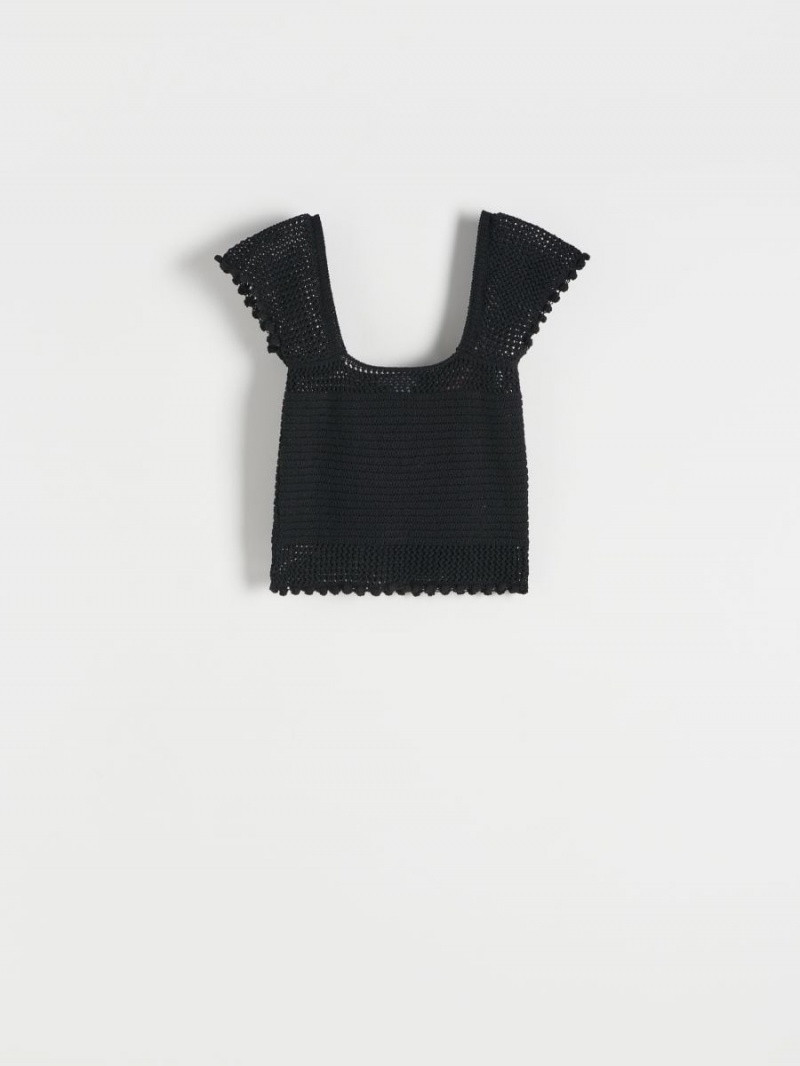 Reserved Jersey crop top Czarne | YJCNQRB-63