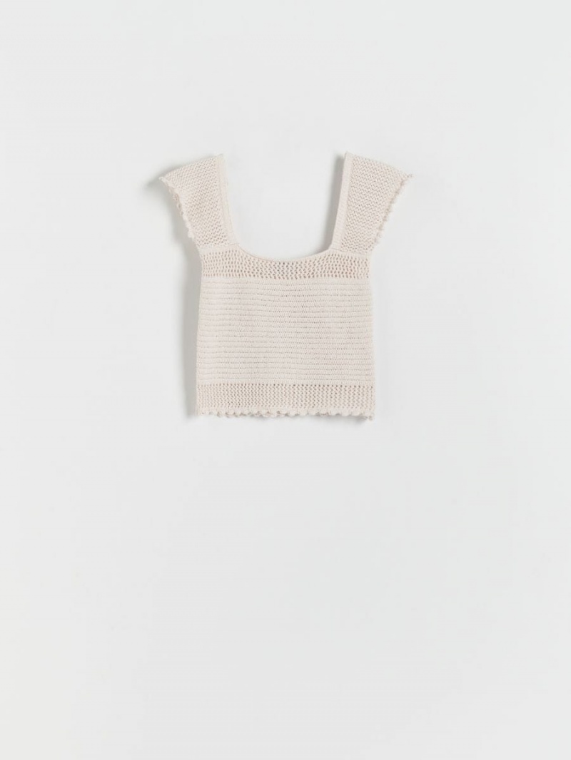 Reserved Jersey crop top Ivory | XDAVTFR-45