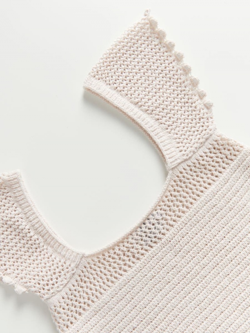 Reserved Jersey crop top Ivory | XDAVTFR-45