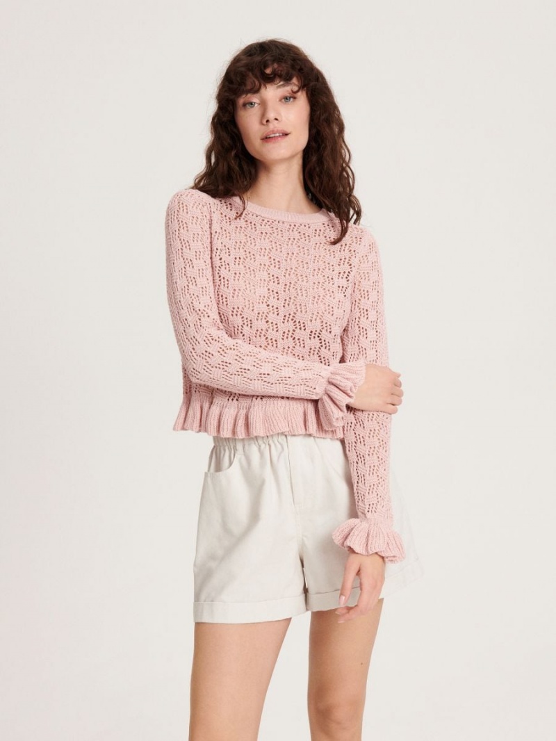 Reserved Jumper with ruffle details Różowe | COEBSTY-96