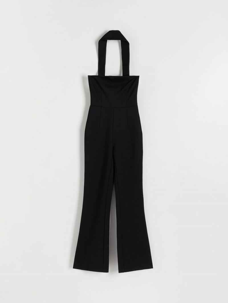 Reserved Jumpsuit with neck sash Czarne | QETJKXC-96