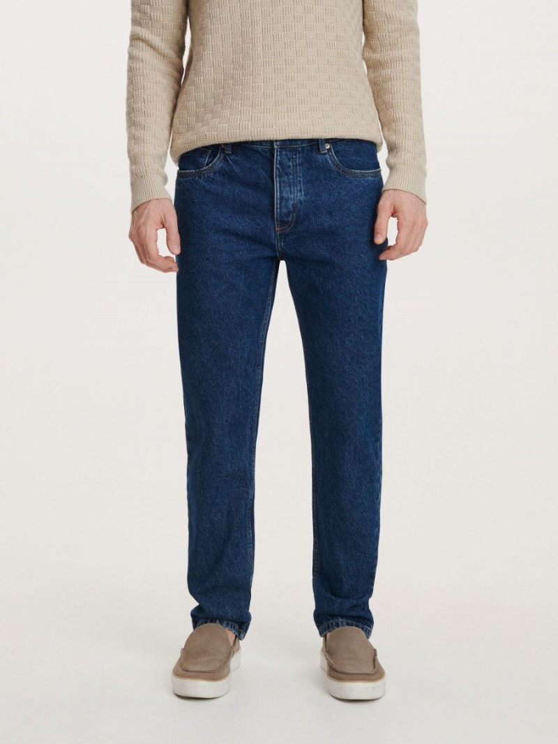 Reserved Klasyczne straight jeans Granatowe | YPABEQU-72