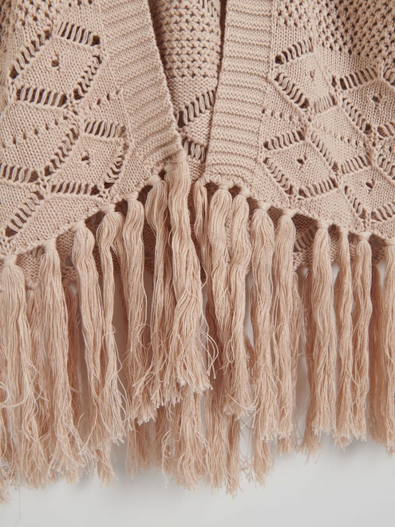 Reserved Knit cardigan with fringe Beżowe | MASLWFQ-71