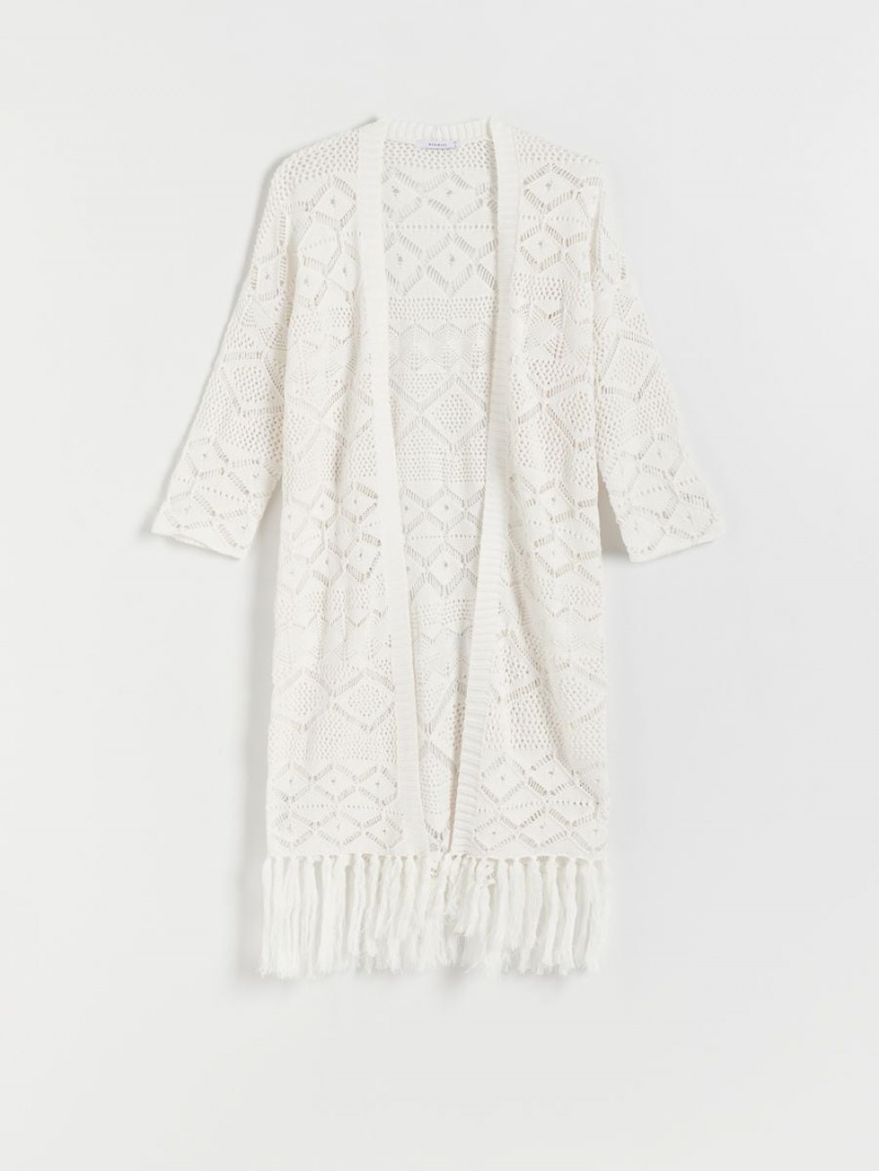 Reserved Knit cardigan with fringe Ivory | JGDXIBR-46