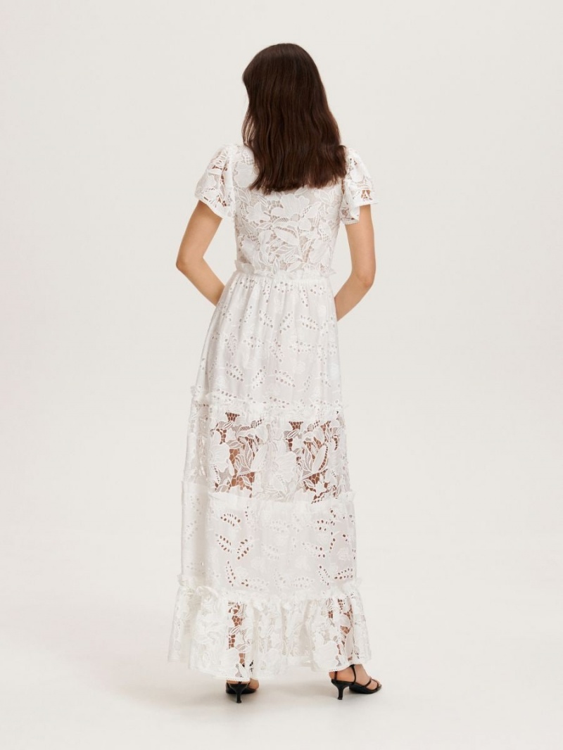 Reserved Koronkowe boho style dress Białe | CIYVTFM-68