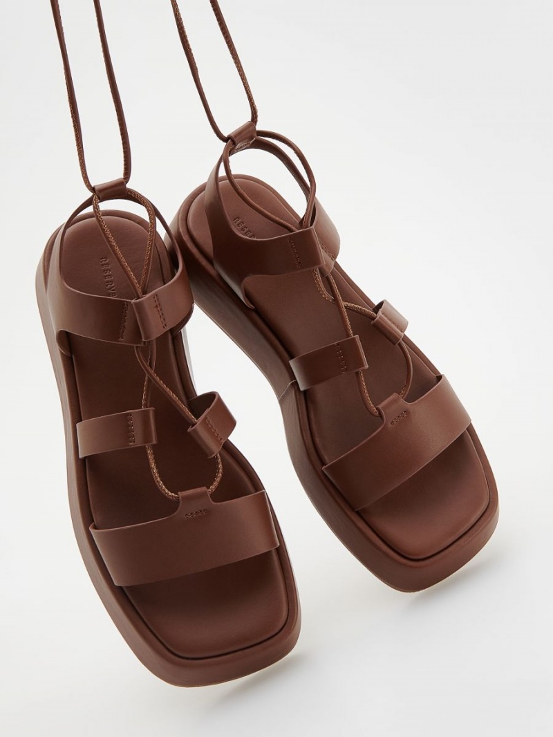 Reserved Koronkowe up sandals Brązowe | YPKNUCA-52