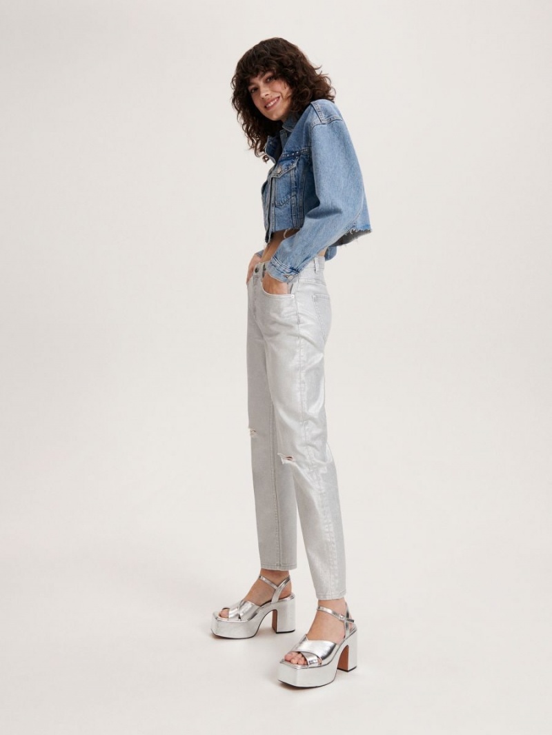 Reserved LADIES` JEANS TROUSERS Biały | GFABINX-43