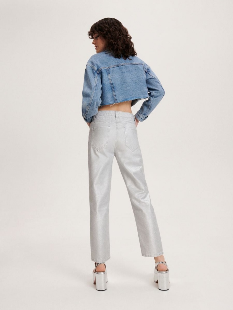 Reserved LADIES` JEANS TROUSERS Biały | GFABINX-43