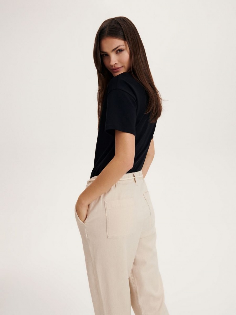 Reserved LADIES` TROUSERS Ivory | YUSRNBK-19