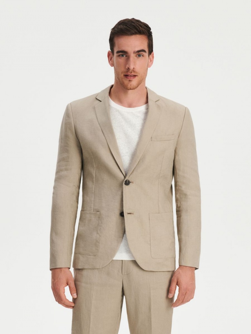 Reserved Linen blazer Beżowe | HFBILQT-35