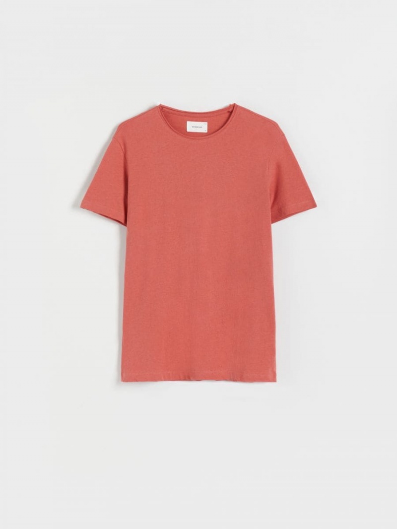 Reserved Linen blend T-shirt Pomarańczowe | AKOFCYQ-18